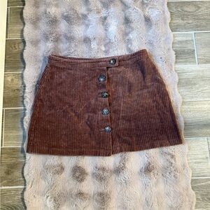 Chelsea & Violet brown mini skirt with buttons, size large
